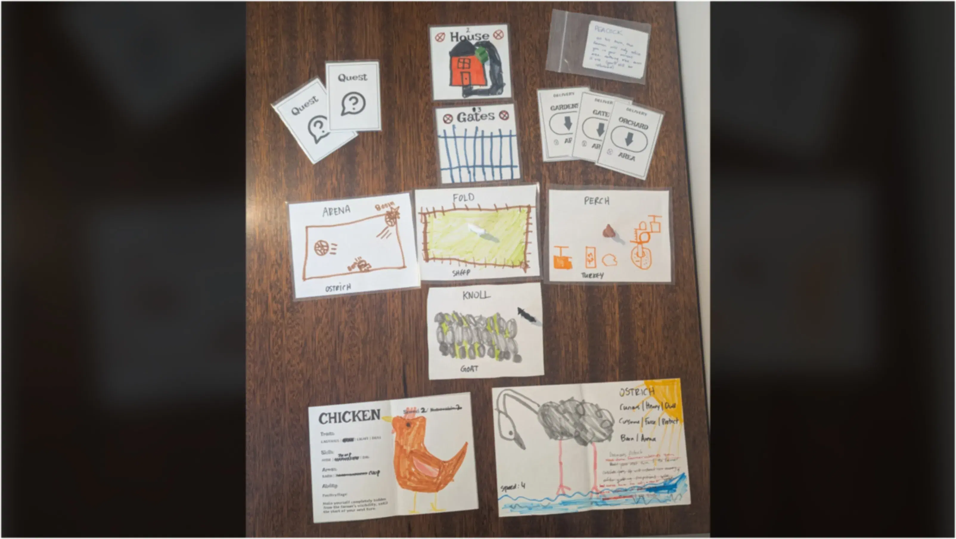 Escape from Farm early prototype with hand drawn art