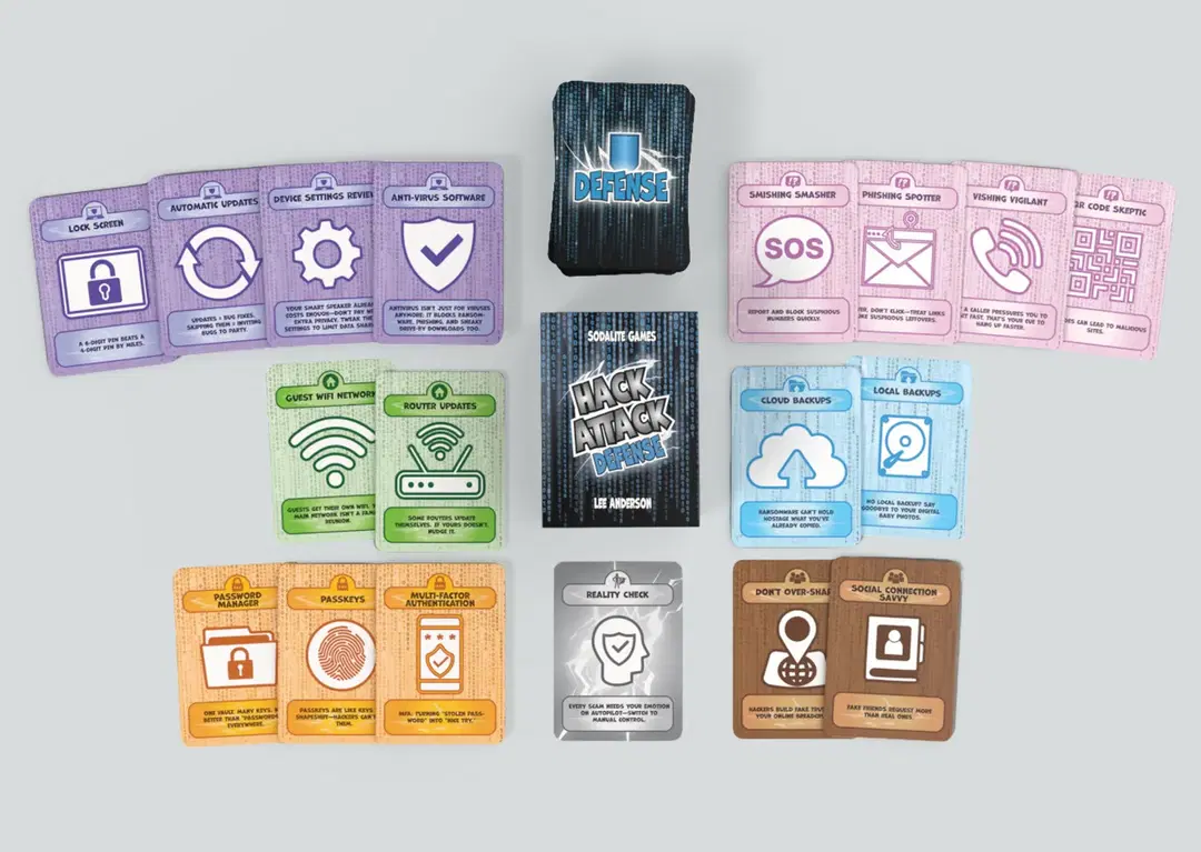 Hack Attack: Defense by Sodalite Games defense cards displayed