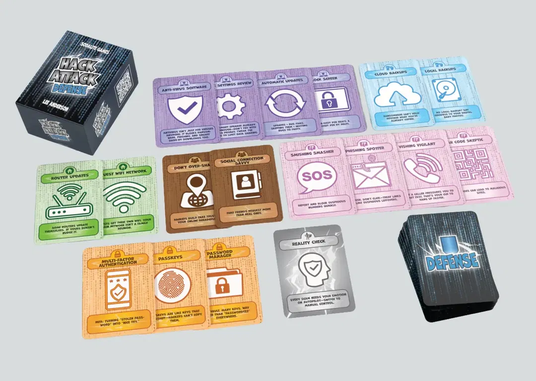 Hack Attack: Defense by Sodalite Games defense cards displayed