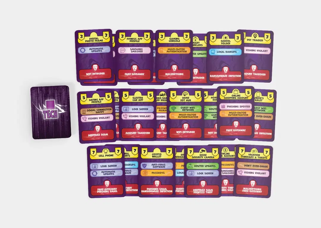Hack Attack: Defense by Sodalite Games tech cards displayed