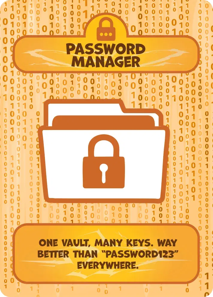 Password Manager Defense Card from Hack Attack: Defense