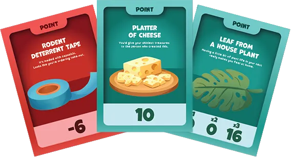 a collection of house mouse point cards